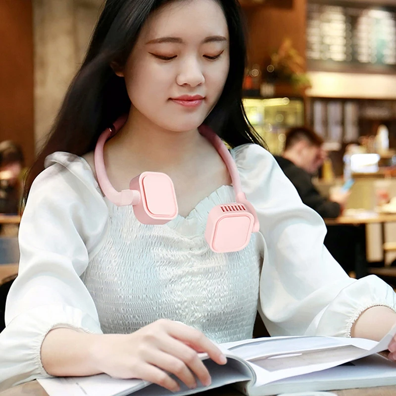 

Bladeless Hanging Neck Fan 4000MAh USB Rechargeable Mini Air Cooler Ice Sense Cooling Fan