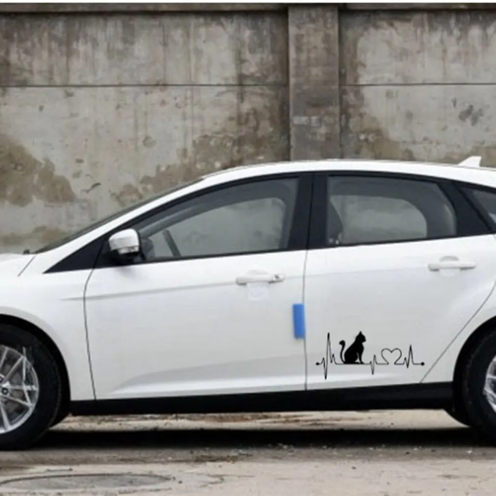 

Trendy Design Pet Cat Heartbeat Lifeline PET Decal Unique Car Body Stickers Car Styling Truck Accessories