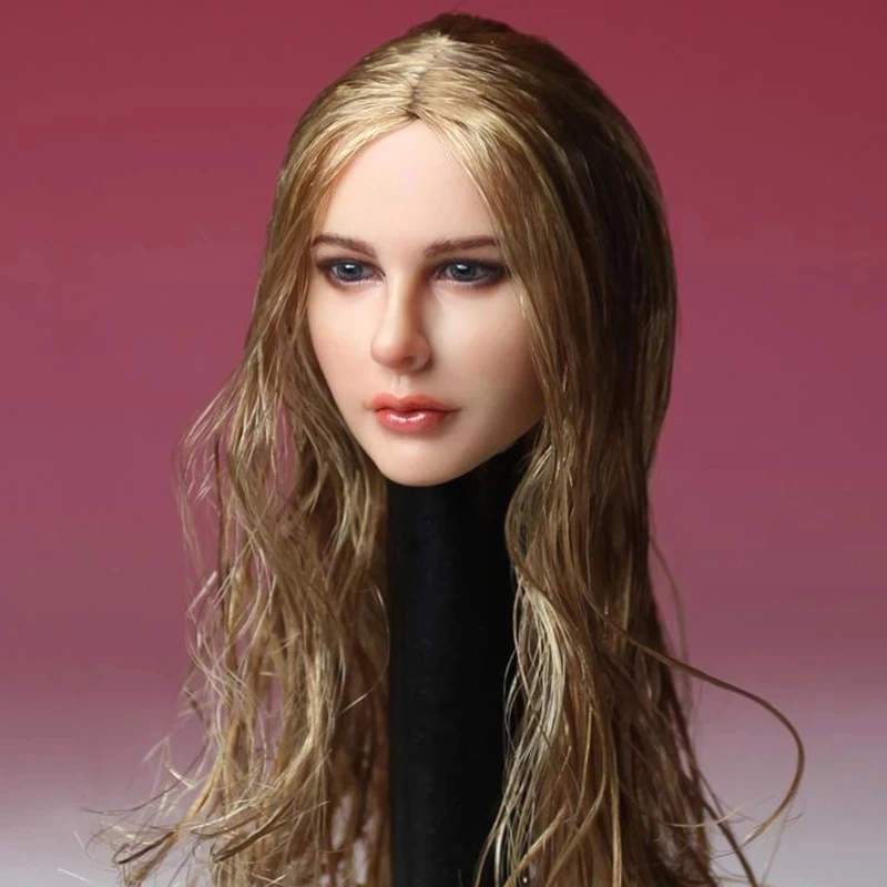 

1/6 Female Head Sculpture Beautiful Girl Blond Long Hair Carved Model Doll Accessory For 12 Inches Figure Action Body In Stock