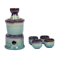 7 pcs japanese style ceramic sake serving gift set with warmer ceramic sake set