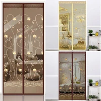 chinese style hook door curtain gauze magnetic automatic closing curtain flower phoenix embroidery anti mosquito gauze curtain