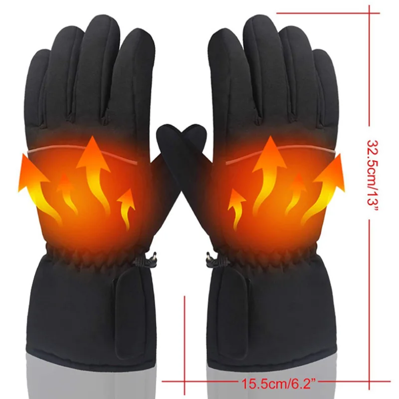 

Winter Electric Heated Gloves Touch Screen Windproof Warm Heating Skiing Gloves Battery For For Men Women Cycling Outdoor