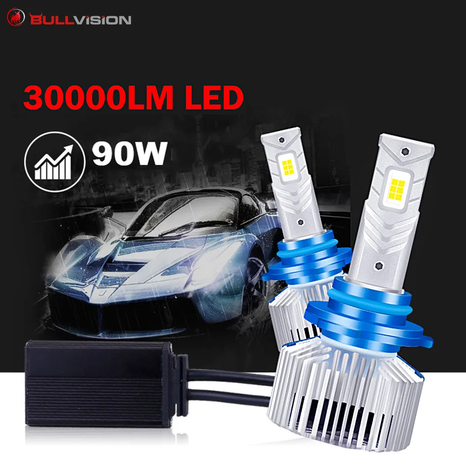 

H7 LED 30000 Lumens H4 9005 HB3 9006 HB4 H11 Led Headlight Bulbs Car diode leds lights 90w real high power super bright