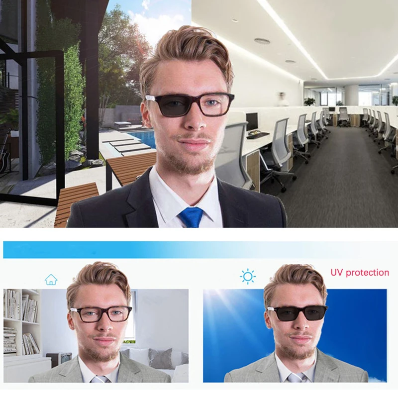 Очки для чтения мужские фотохромные с защитой от ультрафиолета