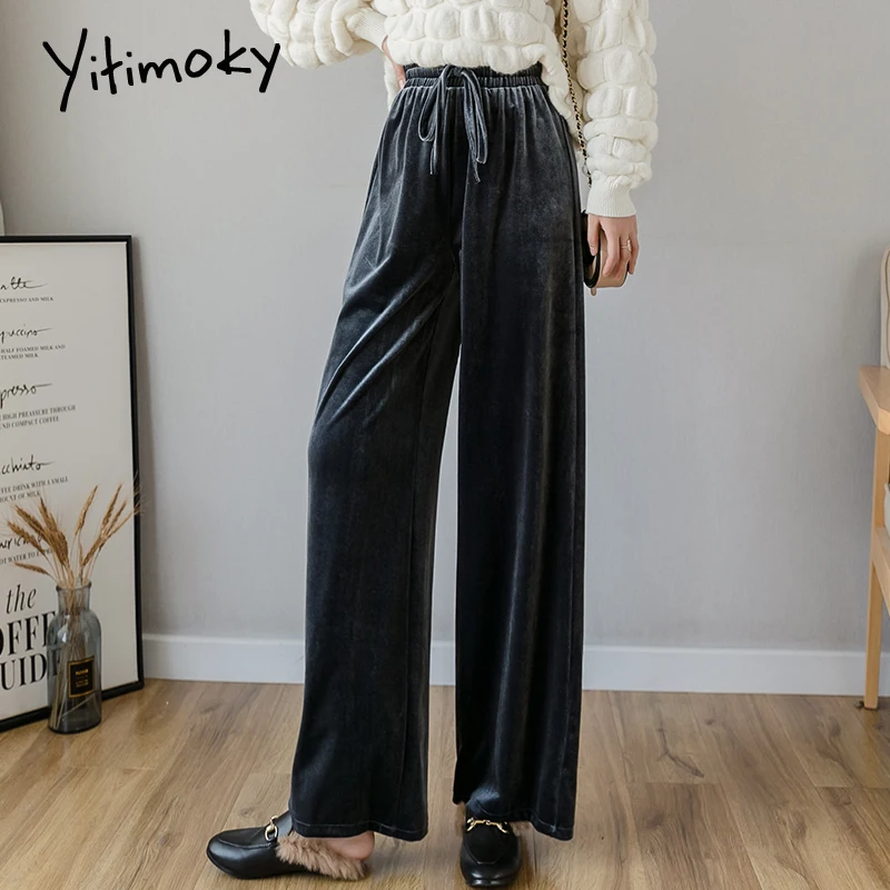Yitimoky женские штаны новые корейские велюровые широкие брюки для женщин