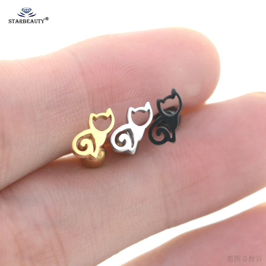 1 шт. серьги гвоздики в виде кошачьих кошек 18 г|Украшения для тела| |