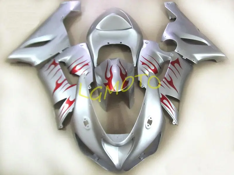 

Подарочный набор обтекателей для кузова Kawasaki Ninja ZX6R 2005 2006 ZX 6R 636 05 06 ZX636, серебристо-красный корпус из АБС-пластика