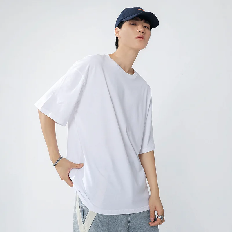 

Summer new popular logo male cotton T-shirt collar loose with short sleeves