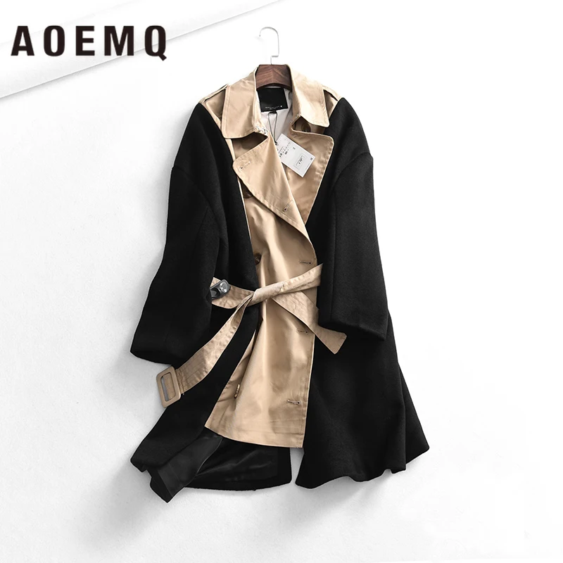 AOEMQ модные куртки пэтчворк одноцветные креативные офисные женские Длинные на