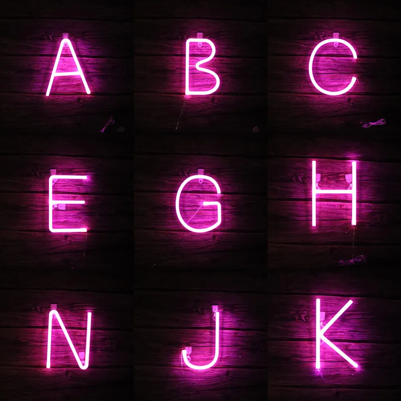

LED Pink Fairy Neon Lights Letter USB Battery Operated Festoon Garland Indoor For Bedroom Wall Wedding Christmas Decoration