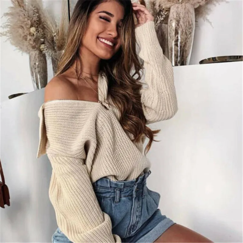 Женская толстовка с капюшоном на одно плечо свитер длинным рукавом джемпер