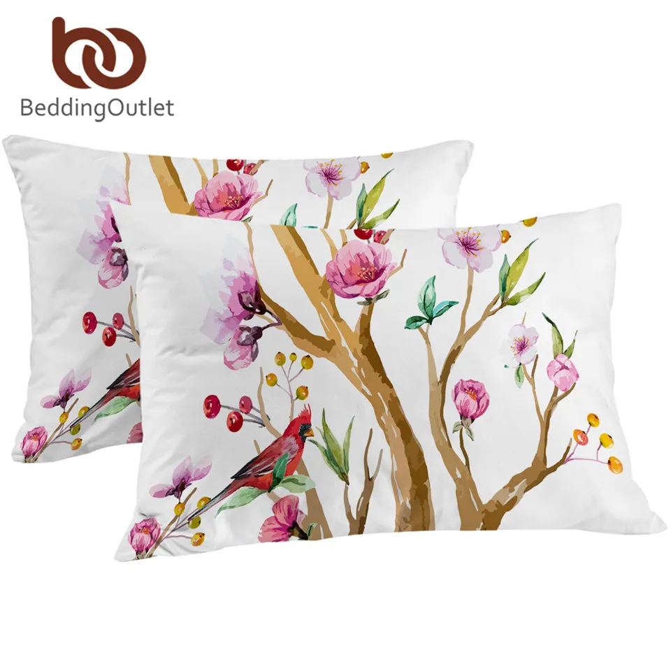 BeddingOutlet декоративная наволочка с рисунком животных и птиц розовая для девочек