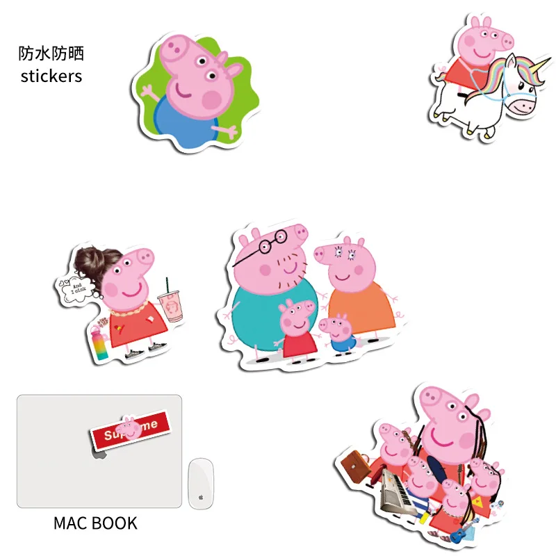 100 шт Peppa Pig водонепроницаемые мультики Наклейки Скейтборд багаж чемодан