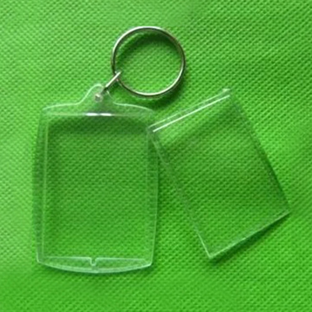 Fashion Acrylic Insert Photo Picture Frame Keyrings Rectangle Transparent Blank Keychain DIY Split Ring Key Chain Gift | Украшения и