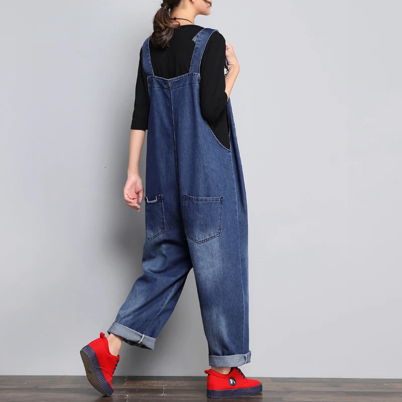 Женские свободные джинсы комбинезоны с широкими штанинами уличная одежда