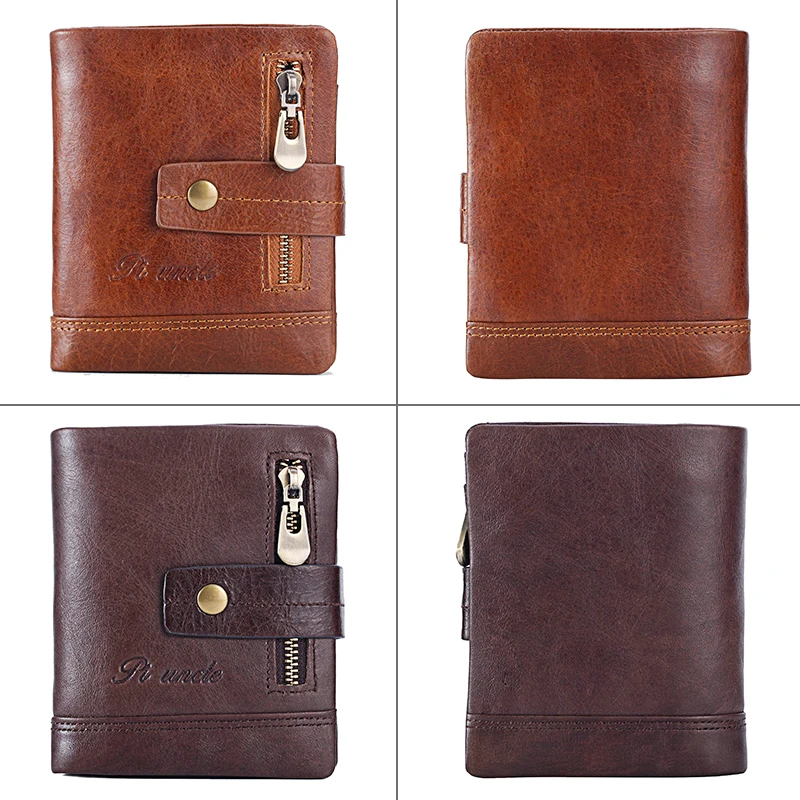 Брендовые мужские кошельки PIUNCLE Rfid Ретро стиль кожа мягкая двойная молния