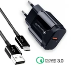 Быстрое зарядное устройство 3,0, настенное зарядное устройство с европейской вилкой для Huawei Y5, Y6, Y7, Y9 2018, 2019, Honor 10 Lite, 9 Lite, кабель Micro USB для Android