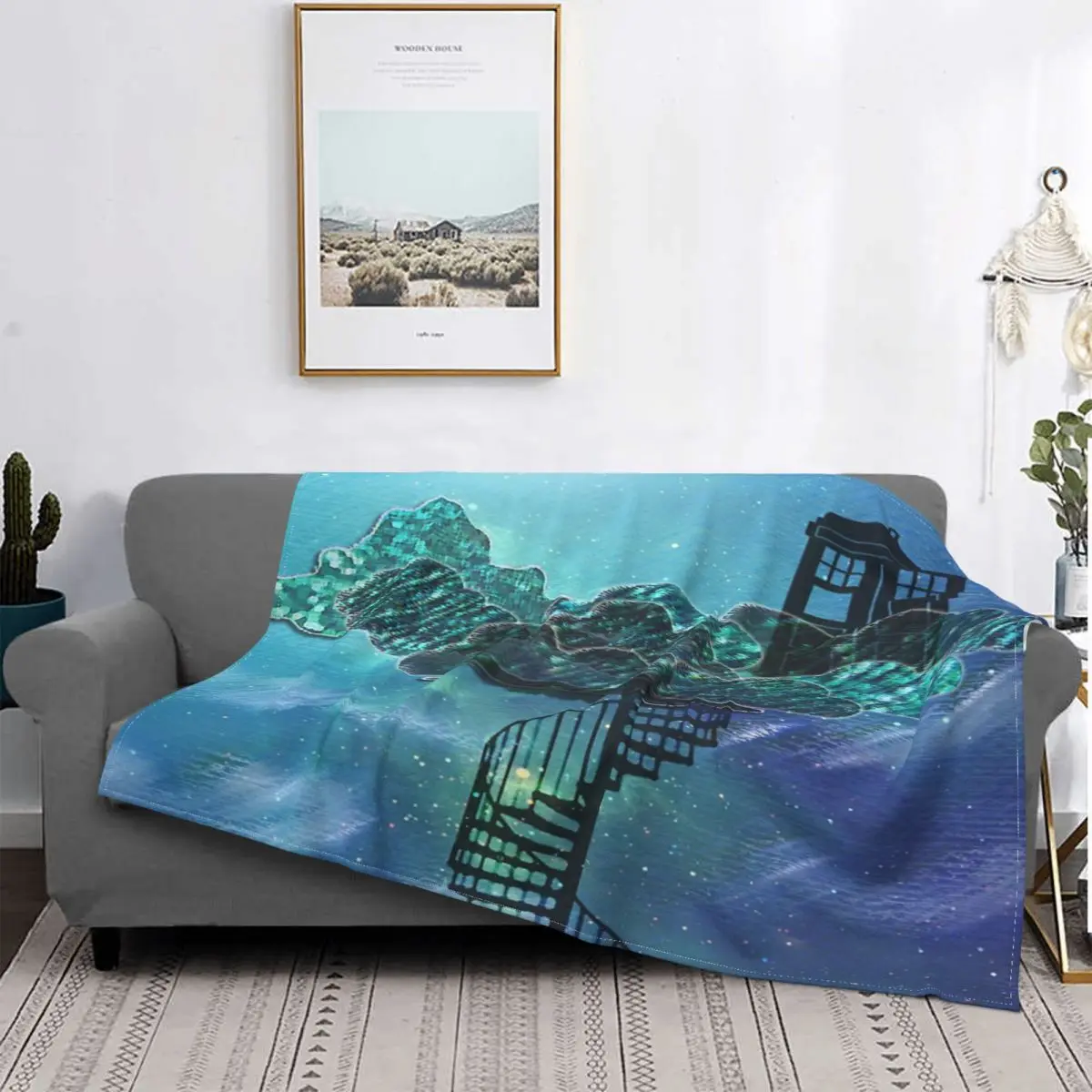 

Manta de muselina a cuadros para cama, colcha de verano с изображением синего цвета на небесно-голубом, стиль Kawaii