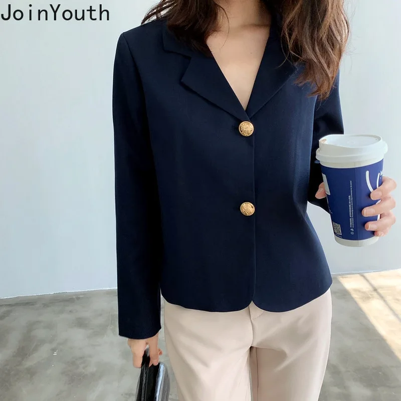 JoinYouth офисный модный короткий Блейзер Женский однотонный корейский шикарный