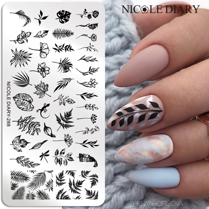 Трафареты NICOLE DIARY для стемпинга пальмовых банановых Листьев снежинок дизайн