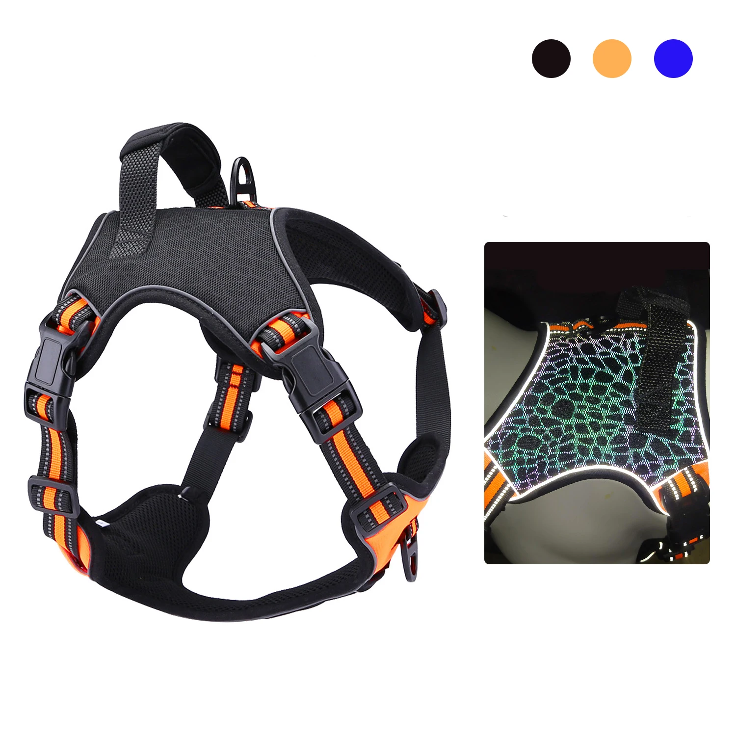 

Pet Harness Floral No Pull Cotton Fabric Breathable and Reflective Soft Cats Dogs Small Medium Walking Running
