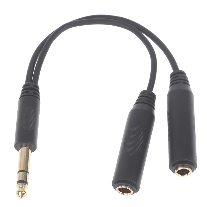 

6.35 mm Male to 2 6.35 mm Female Adapter Cable 1/4 6.35mm Plug Audio Cord