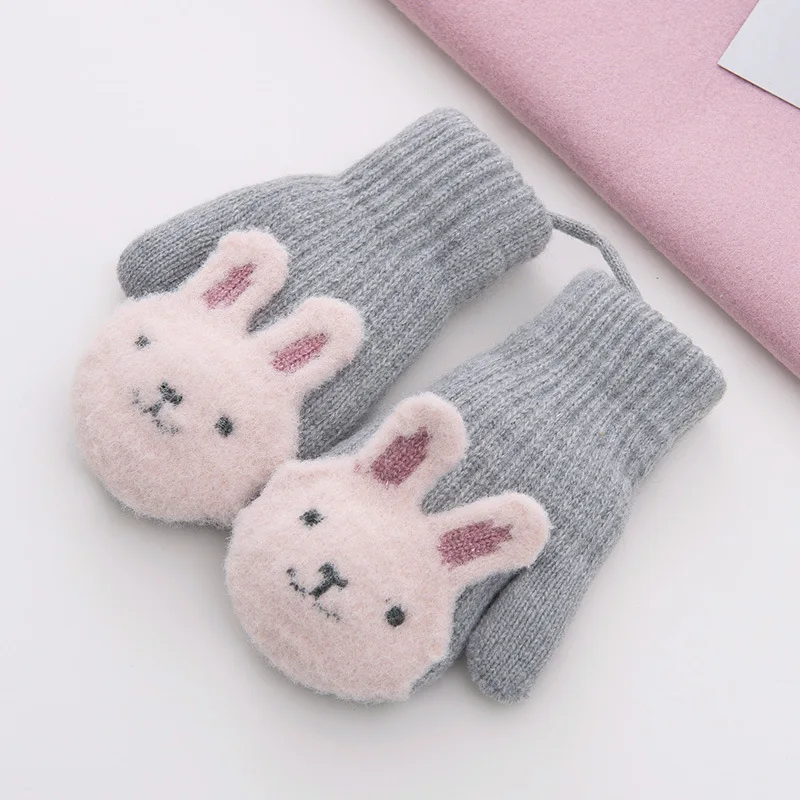 Детские перчатки с медведем из мультфильма зимние теплые хлопковые