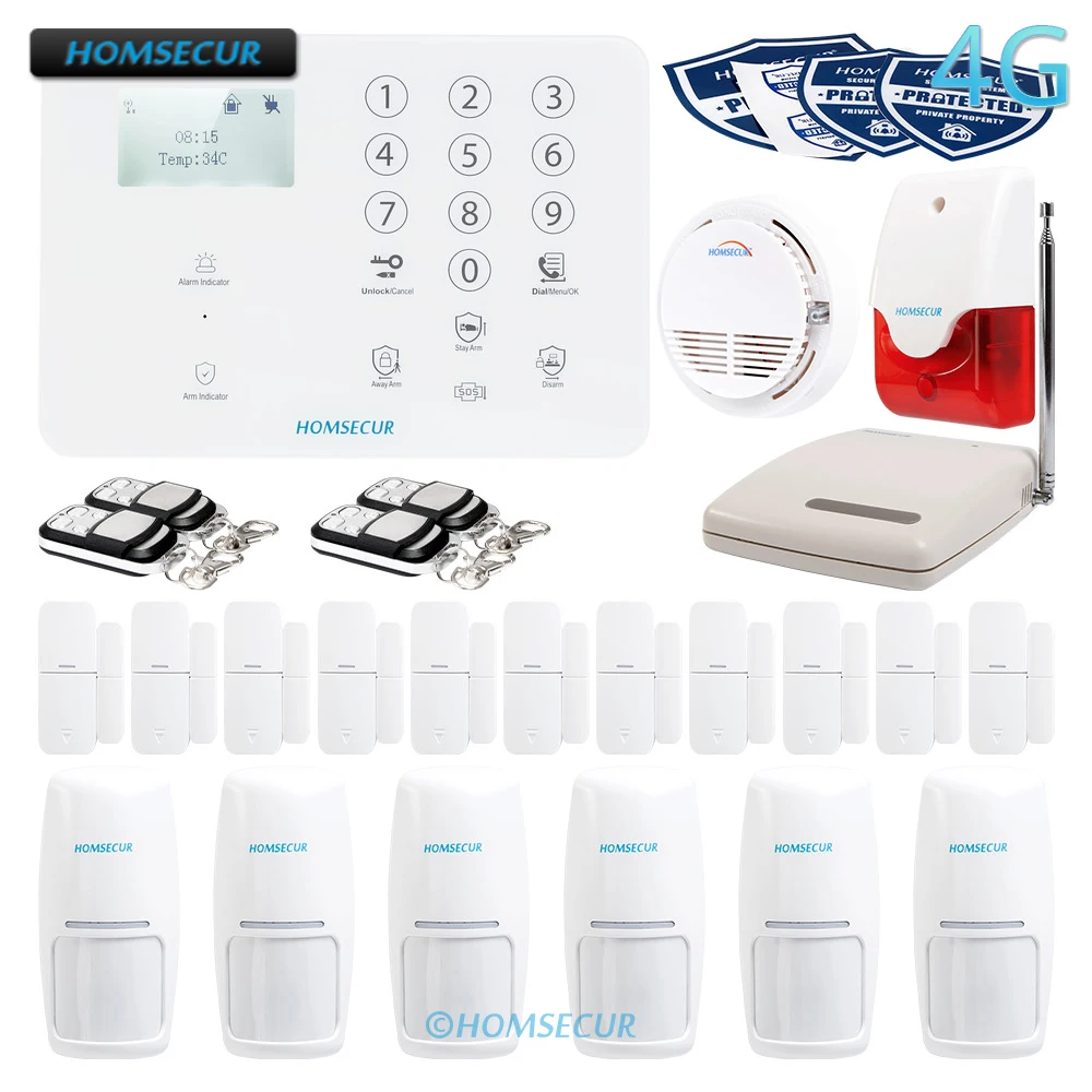 

Система охранной сигнализации HOMSECUR беспроводный, проводная, 4G/3G/GSM, ЖК-дисплей + Сенсорная клавиатура GA01-4G-W