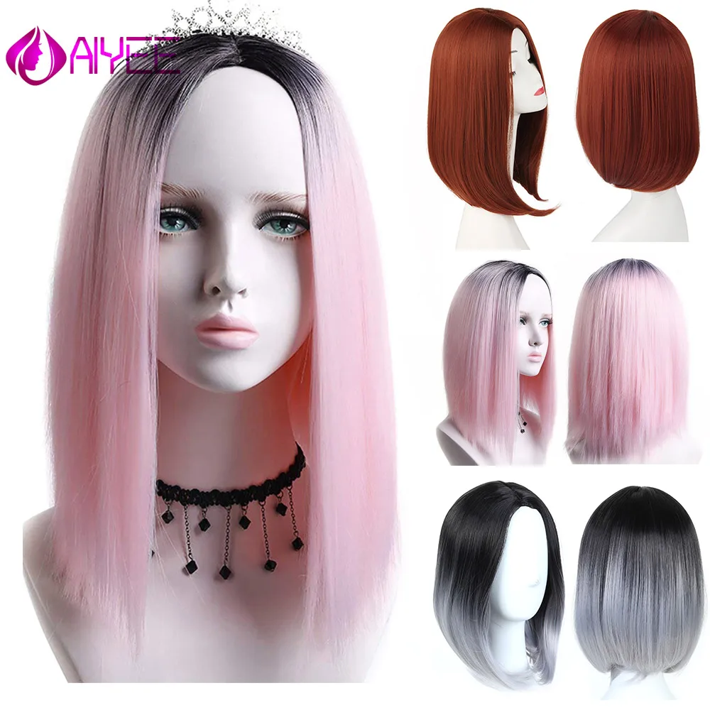 AIYEE 14 ''короткий парик Боб, короткие волнистые синтетические волосы 8 цветов парик для женщин термостойкие волокна накладные волосы на каждый день