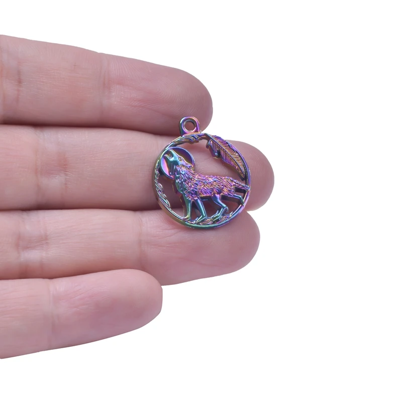 Круглые ажурные Подвески воющего волка 10 шт./лот подвеска сделай сам в виде