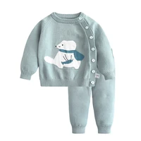fashion infant sweater suit winter baby boys clothes warm kids knitting sweater cotton 2pcs set baby girls clothing set