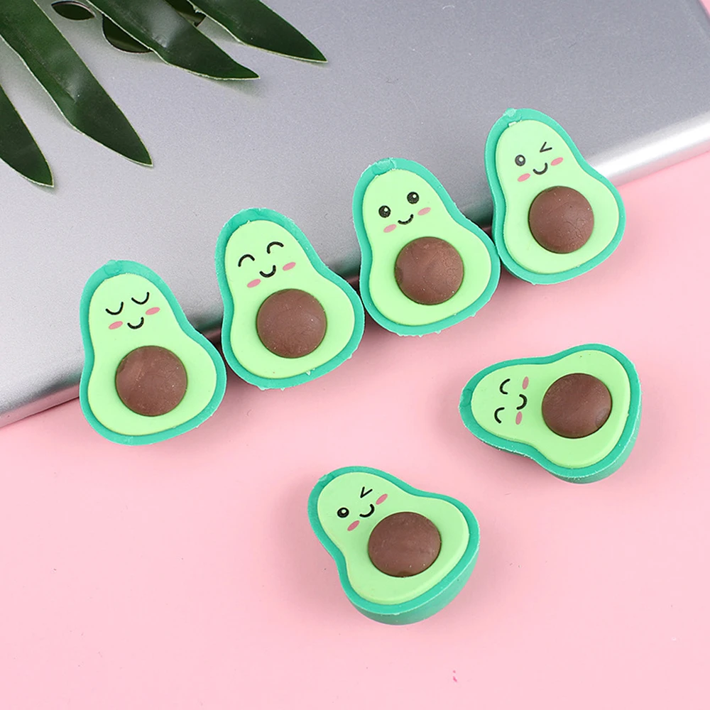 

4Pcs Cute Kawaii Avocado Student Stationery School Office Supplies Children Erasers For Kids Gift Creative Pencil Rubber Eraser