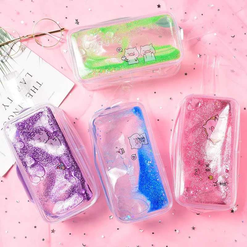 Футляр для ручек чехол письма с зыбучим песком милый поросенок конфетный цвет