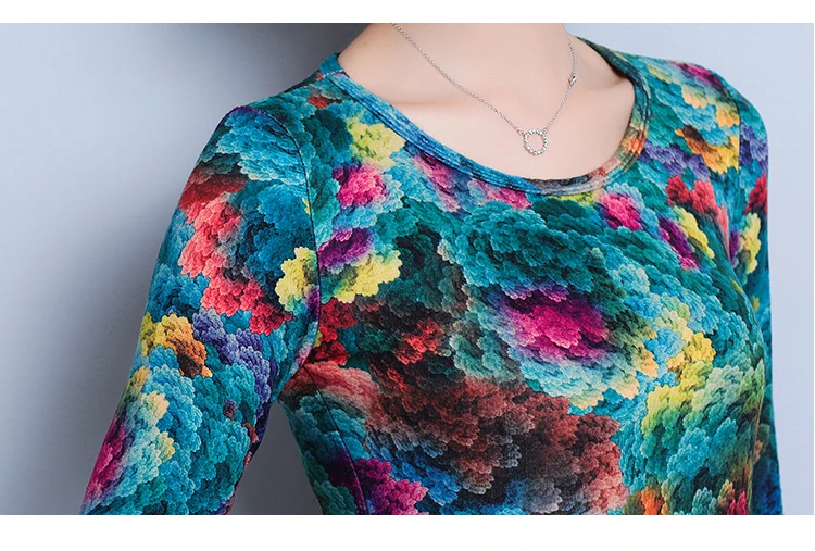 Женские блузки, плюс размер 5XL, корейский стиль, топы, весна-осень, длинный рукав, круглый ворот, Элегантный принт, женская блузка, рубашка, Blusas Femininas