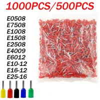1000pcs500pcs tube insutated cord end terminals electrical crimp terminal wire connector e0508e6012 cable ferrules ve 2210awg