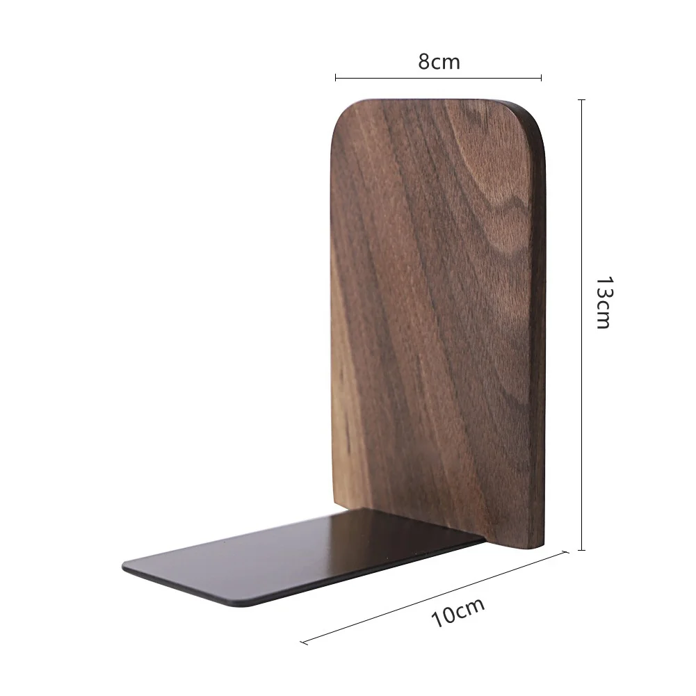

2pcs For Students Home Organizer Wooden Storage Holder Book Stand Bookend Office Desktop Supplies Black Walnut Non Skid Work