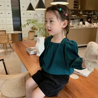 corduroy children clothes spring summer girls blouses shirts kids teenagers costume ruffle evening party high quality