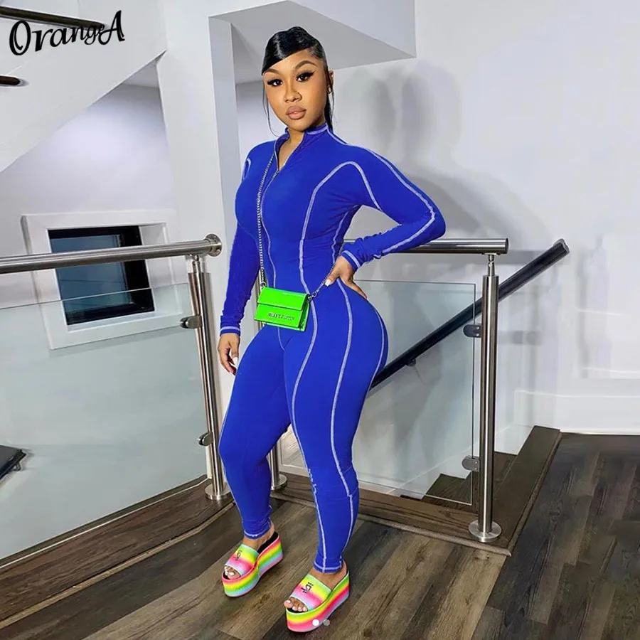 Женский комбинезон для фитнеса OrangeA повседневный Облегающий с длинным рукавом и