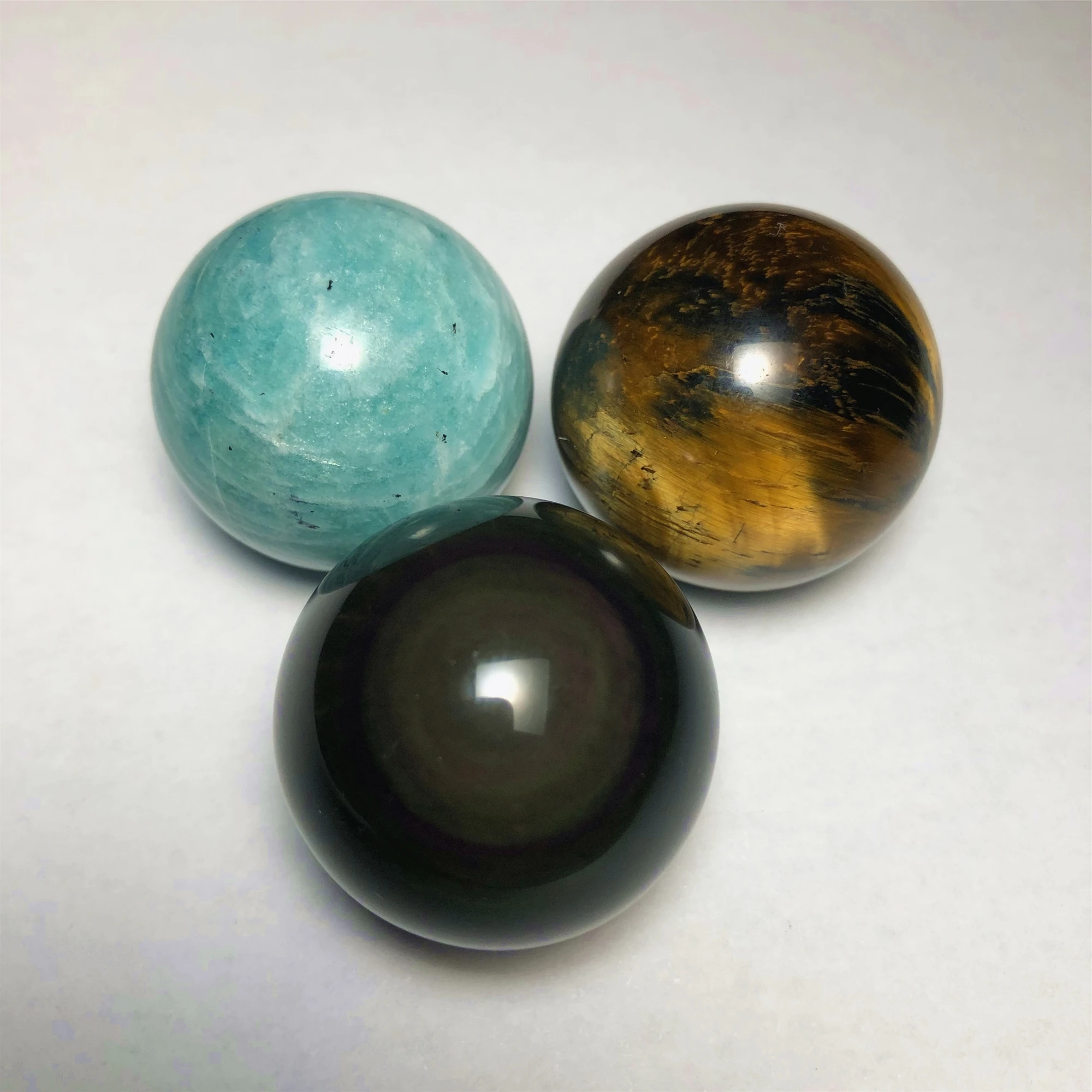 Натуральный кошачий обсидиановый глаз 3 шт. набор флэш камень Радуга 30 мм шар