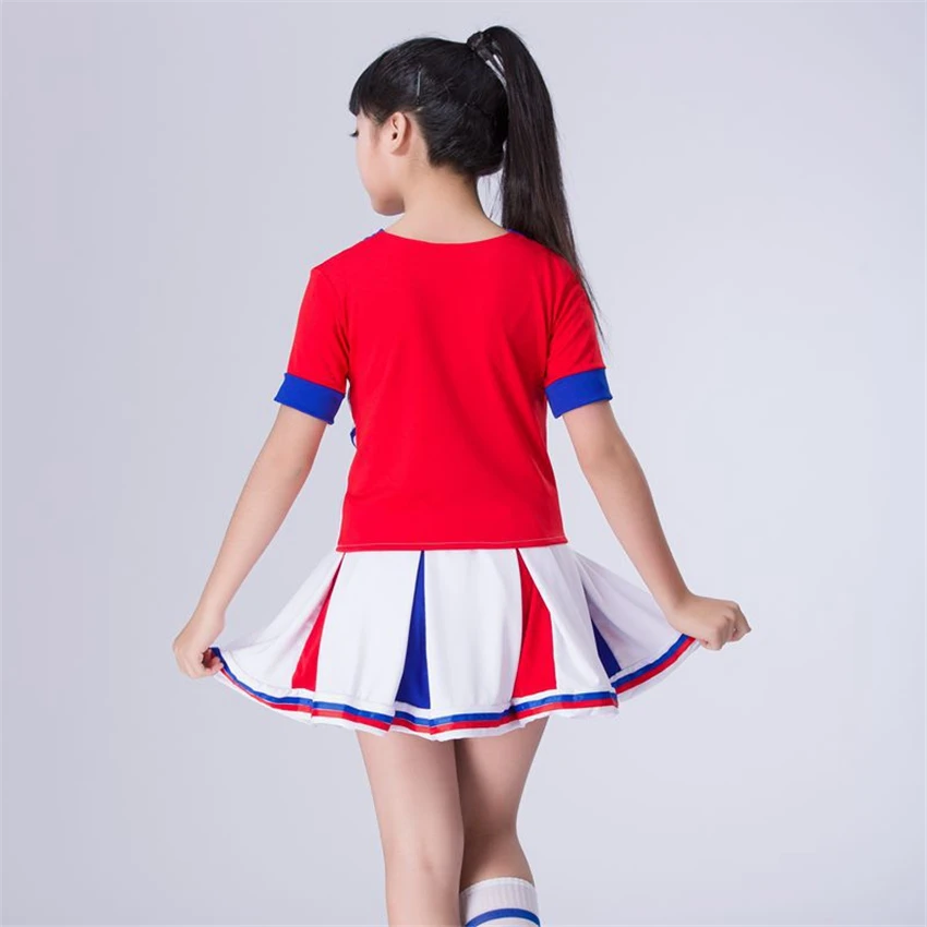 Children Cheerleader Dance Costumes Stage Performance Clothing Gymnastics Sports Meeting School Uniforms for Girls Skirt Set