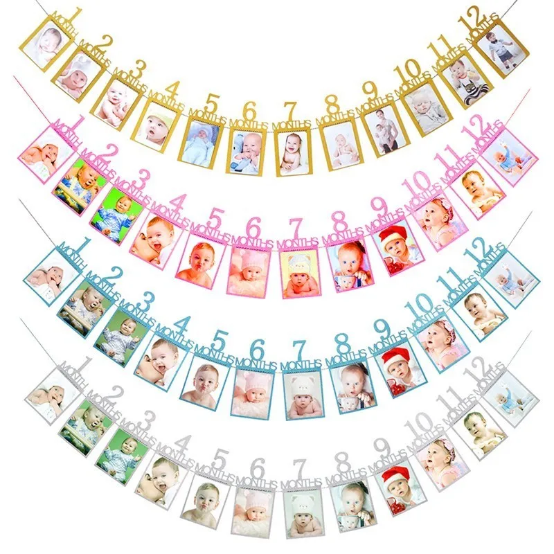 Украшение на детский день рождения 12 месяцы фоторамка баннер 1st принадлежности