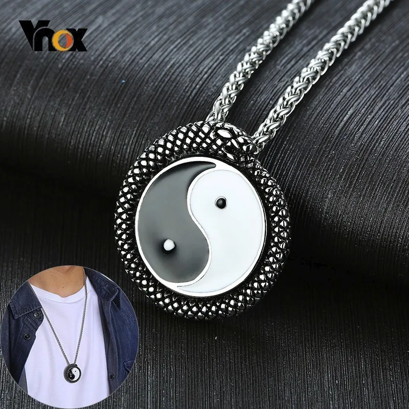 Vnox китайский Yingyang Багуа со змеей подвески для мужчин панк рок мужские ожерелья из