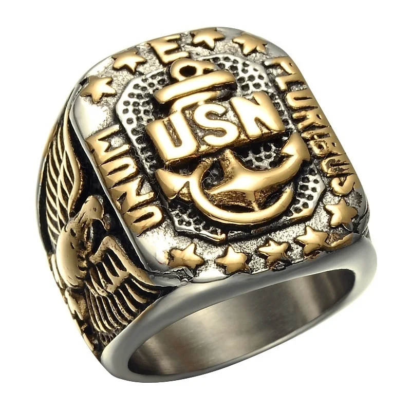 SECRET BOYS Vintage Men's US Marine Corps Ring 316L Stainless Steel Eagle Anchor Punk Gothic Jewelry | Украшения и аксессуары