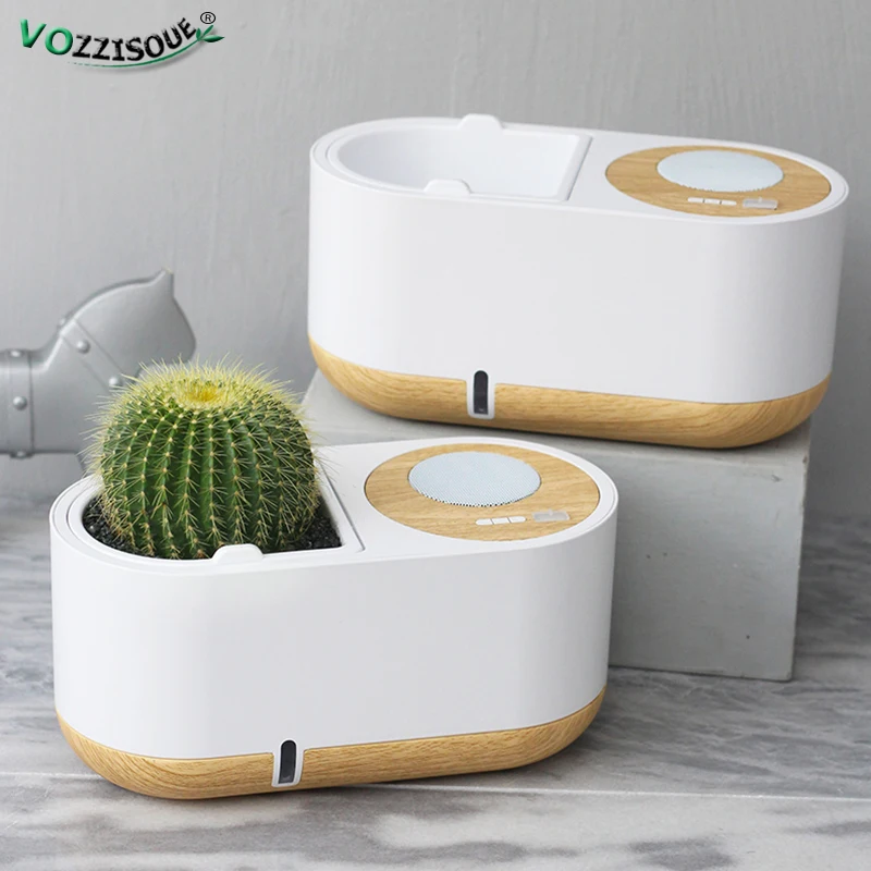 

2021 Nordic Smart White Square Plastic Flower Pots Self Watering Planter Succulent Pot Cactus U Disk Powerful Bluetooth Speaker