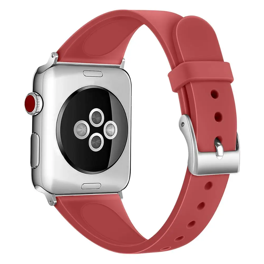 Браслет для наручных часов Apple Watch 38 мм 40 42 44 силиконовый Iwatch Band версии Series4/3/2/1