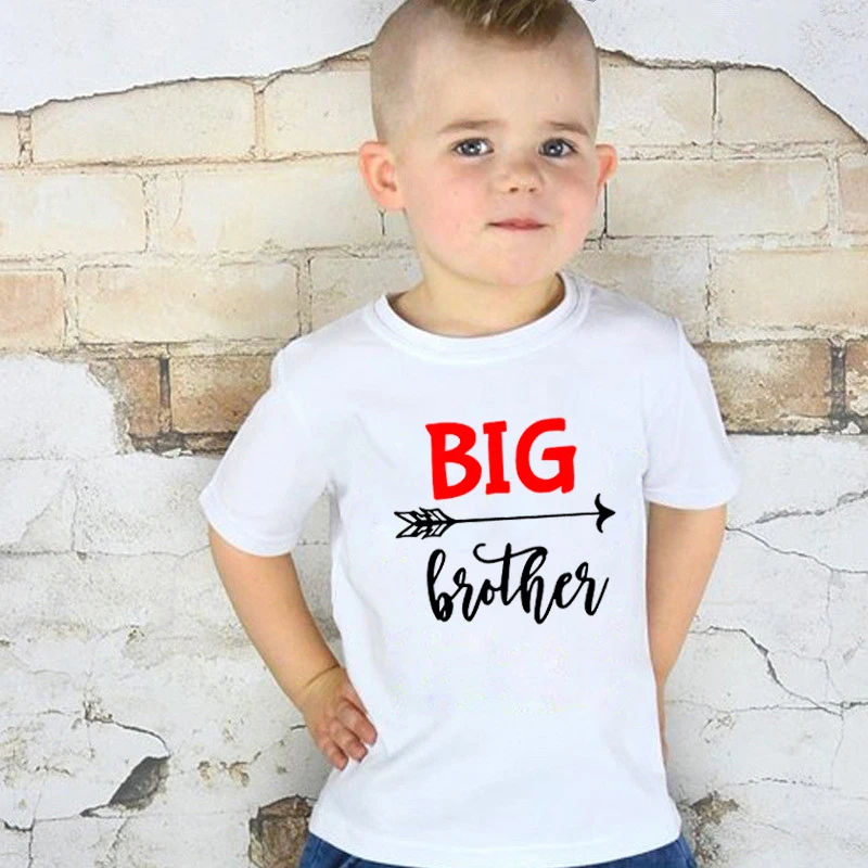 1 шт. Детская футболка с коротким рукавом и надписью Big/Little Brother | одежда обувь