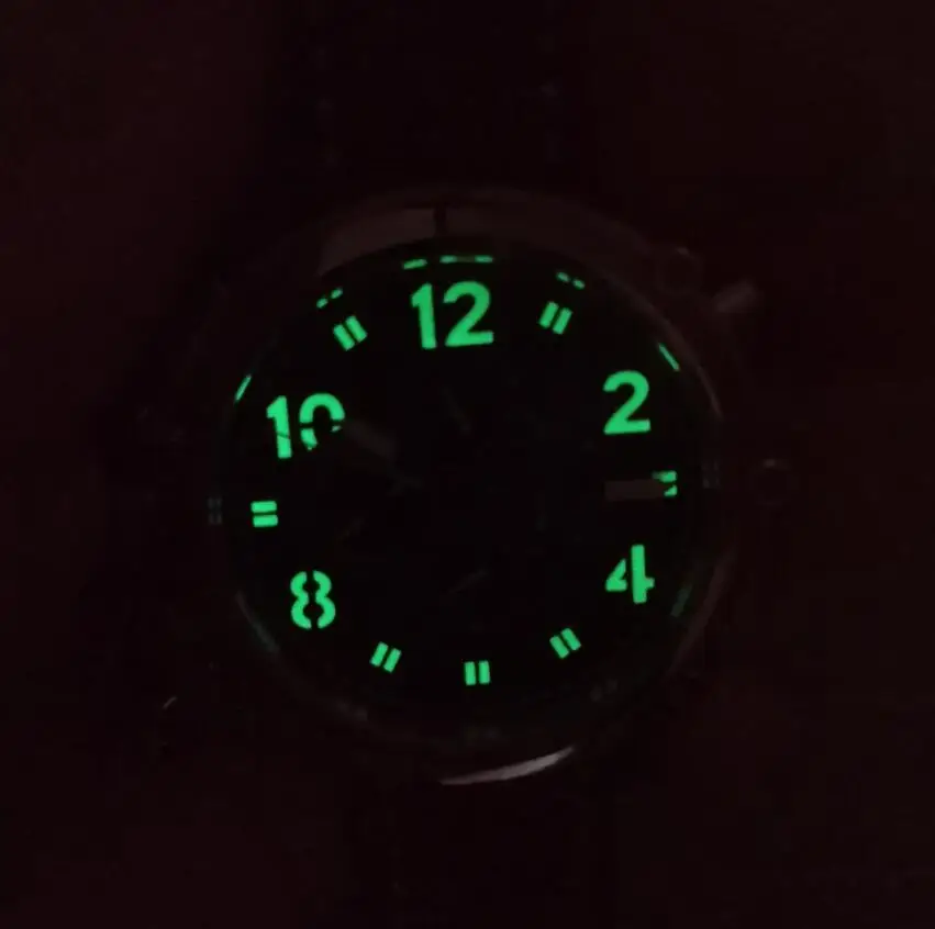 

GEERVO No logo 50mm Big watch Multi function dial Automatic men's Watch Black dial brown Genuine leather Watch strap G129