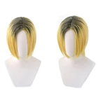 Аниме Haikyuu! Парик для косплея Nekoma Kenma Kozume, короткий, черный, золотой, термостойкий, синтетический, для волейбола, клуба, ролевых игр, парик с шапочкой