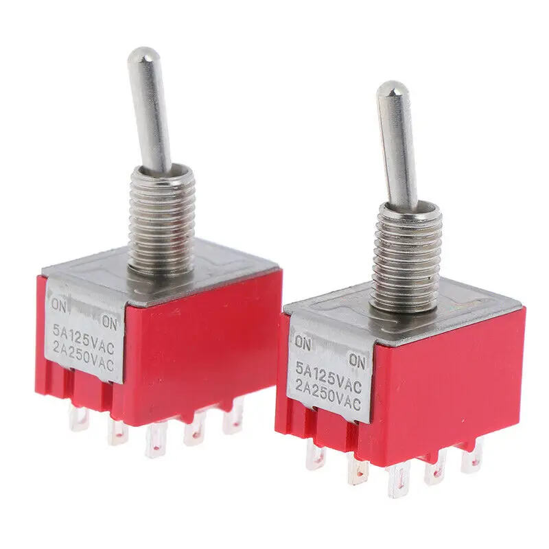 Новинка 5 шт. мини рычажный переключатель SPDT 9 PIN 3PDT ON-2 Позиция 250V 2A 125V 5A красный