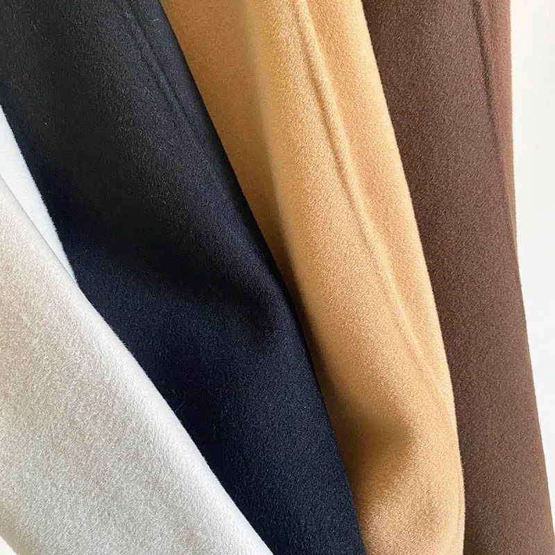 

2021 SS Women Wool and Cashmere Coat Top New Autumn Winter Women's Clothes Double Face Long Batwing Sleeve Loose Woolen Jacket